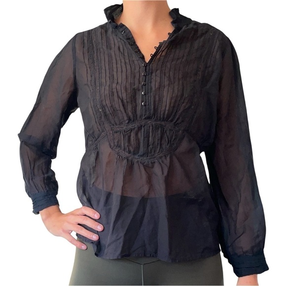 Pete & Greta whimsigoth witchy renaissance Victorian Edwardian silk sheer blouse - Picture 1 of 11